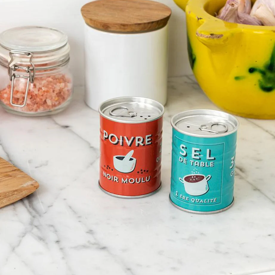 Vintage-Style Tin Salt & Pepper Shakers - Image 2